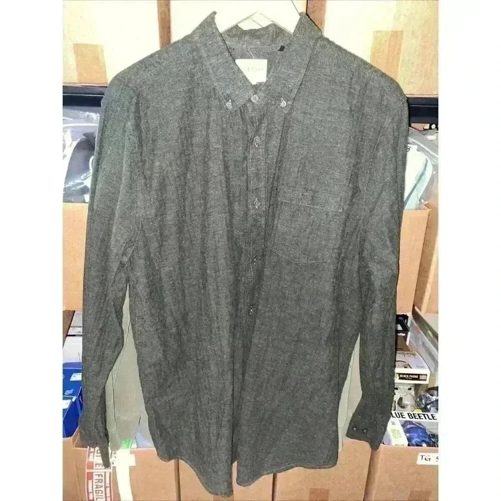Five Four Button Down‎ Long Sleeve Shirt Green Men Size XL Hakuba Forest Cotton